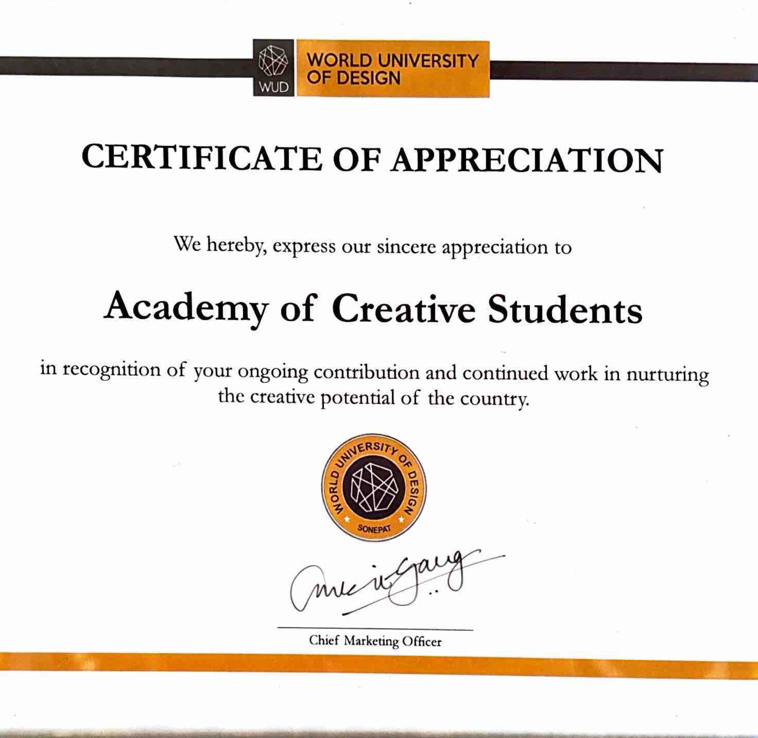 Appreciasion Certificate