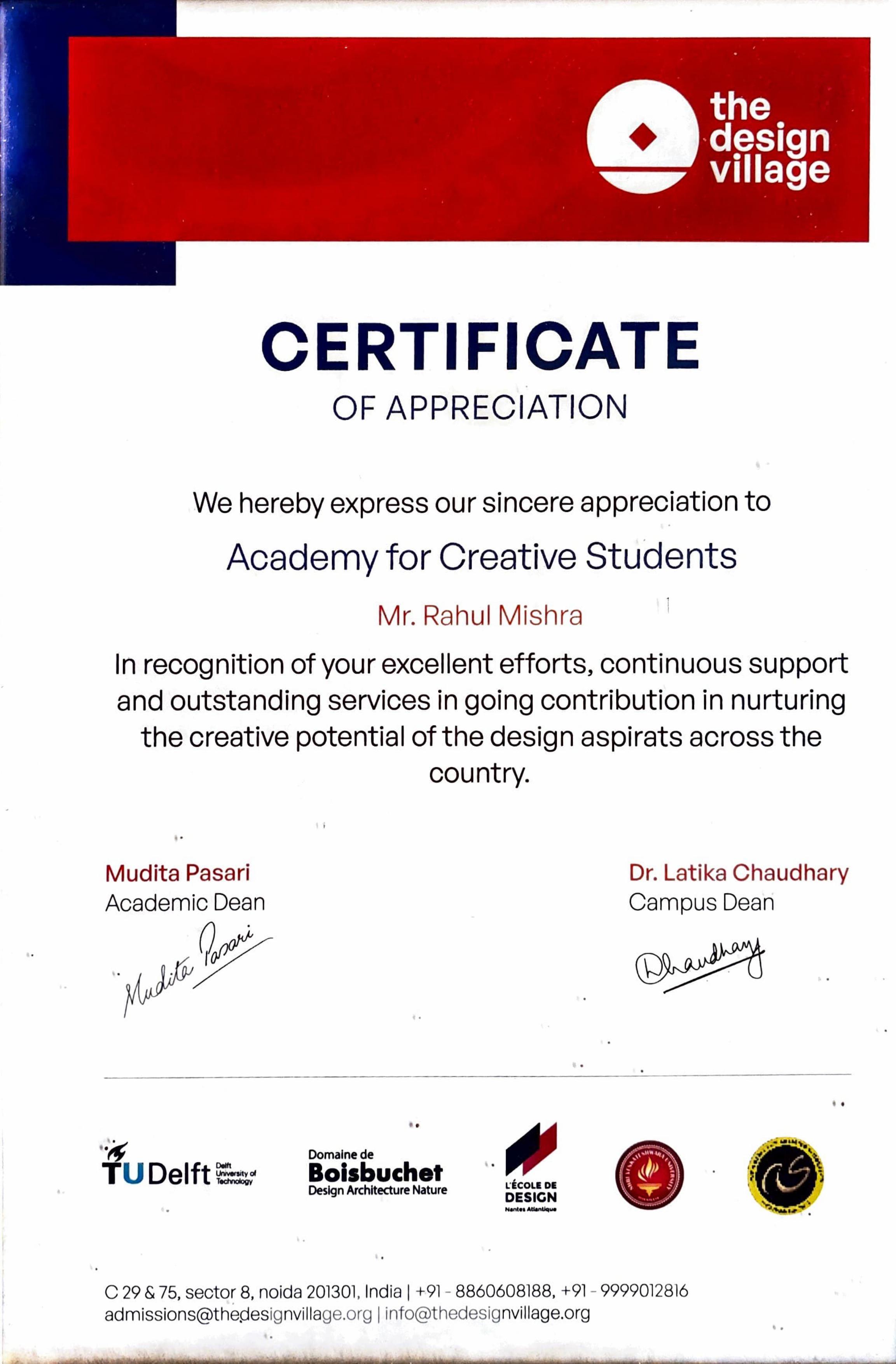Appreciation Certificate